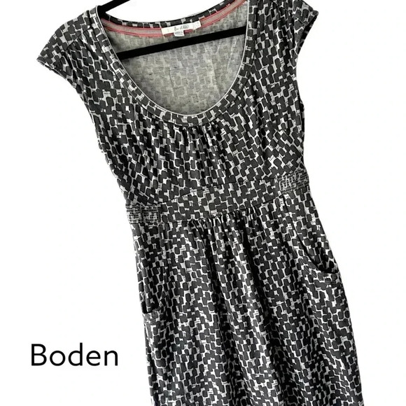 BODEN | SLEEVELESS GREY GEOMETRIC PRINT DRESS | SIZE: 4R - Picture 1 of 13